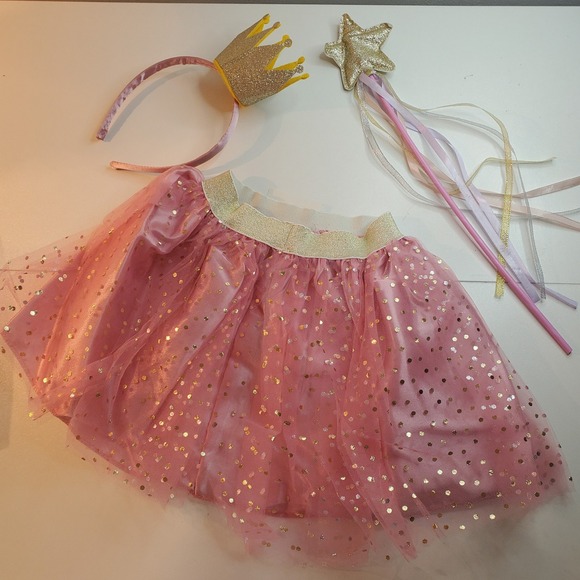Target Other - Princess Costume Set Pink Gold Tutu Skirt Crown Headband Star Wand Kids